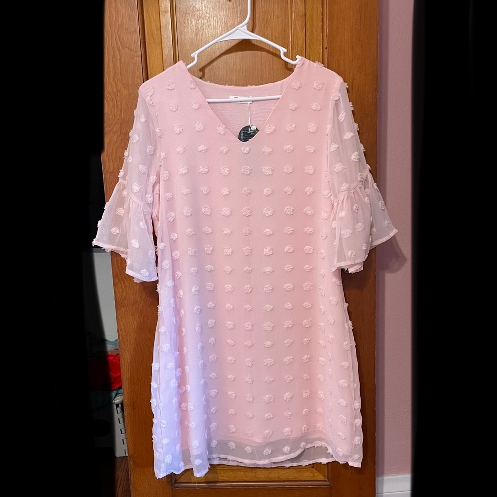 Blooming Jelly Chiffon Dress with Pom Pom Design